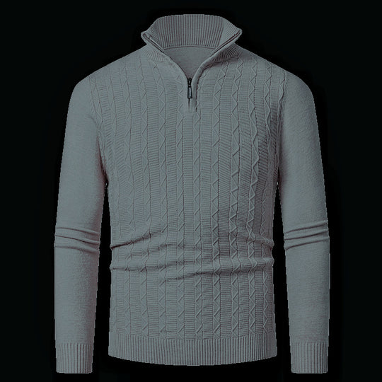 Herren Strickpullover mit modernem Kragen und Reißverschluss EB