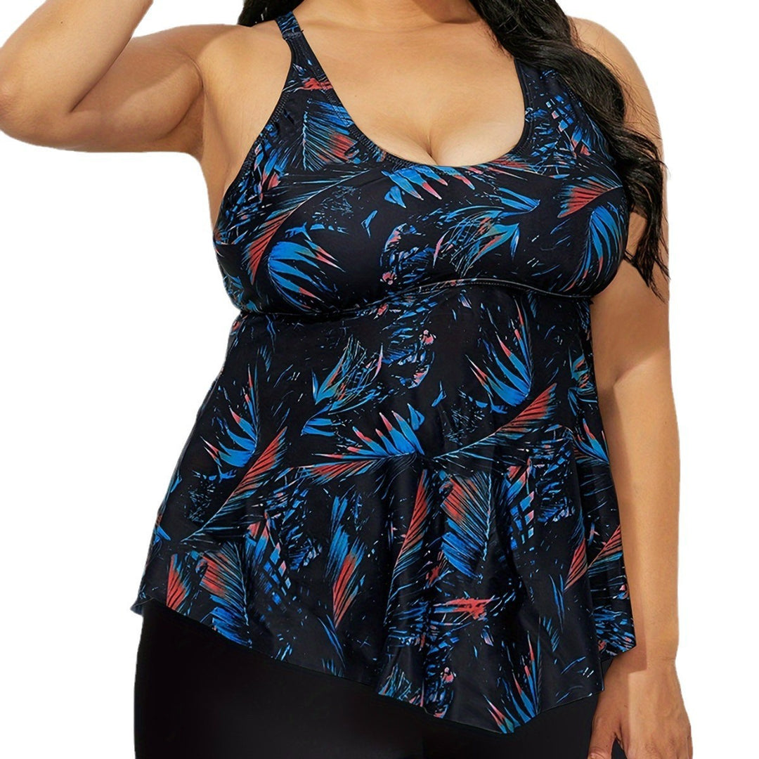 Damen Tankini-Oberteil mit fließendem Schnitt und hochwertigem floralem Design EB