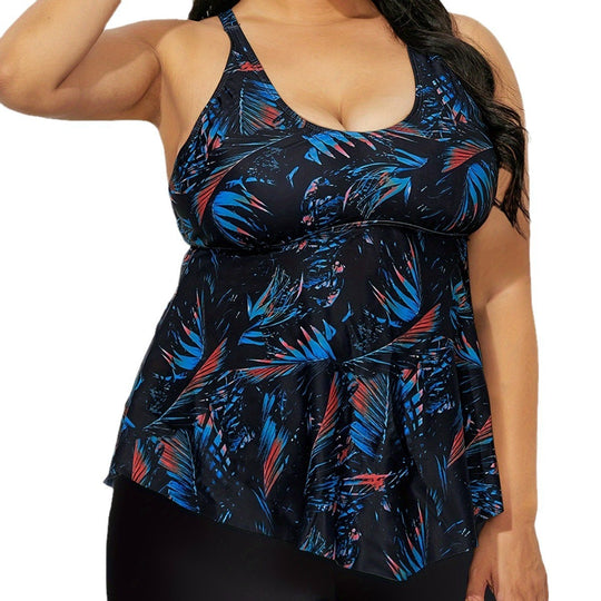 Damen Tankini-Oberteil mit fließendem Schnitt und hochwertigem floralem Design EB