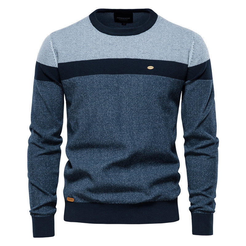 Herren Strickpullover mit modernem Farbblockdesign und feiner Struktur EB