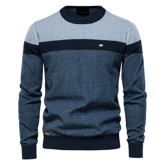 Herren Strickpullover mit modernem Farbblockdesign und feiner Struktur EB