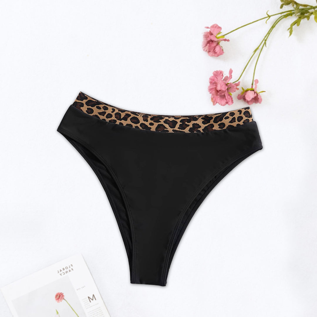 Damen Hochtailliertes Bikini-Unterteil mit modischem Leopardenmuster EB