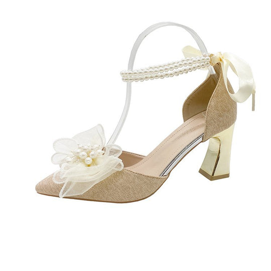 Damen elegante Slingback-Pumps mit floralem Schmuckdetail EB