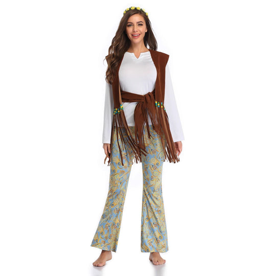 Herren Kostüm im Wildwest-Stil mit fransigem Weste und bunten Hosendetails EB