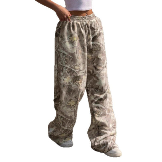 Damen nan weite Palazzo-Hose mit floralem Alloverprint und elastischem Bund EB