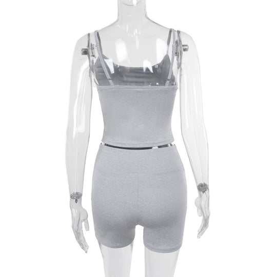 Damen sportliches Crop-Top und Shorts-Set EB