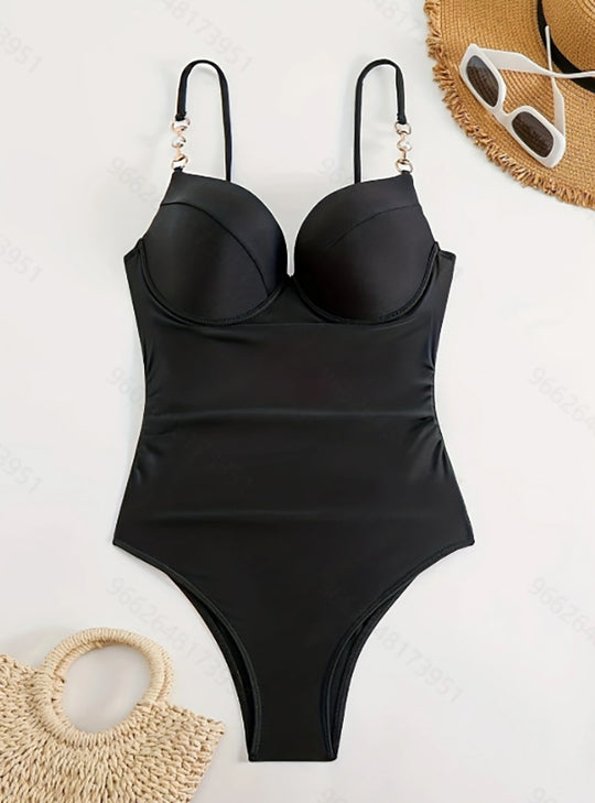Damen Einteiler Badeanzug mit elegantem Bustier-Design und verstellbaren Trägern EB