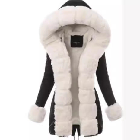 Damen Fleecejacke mit luxuriösem Kunstpelzkragen EB