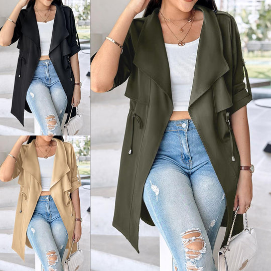 Damen Modische Trenchjacke mit lässigem Schnitt und praktischen Taschen EB