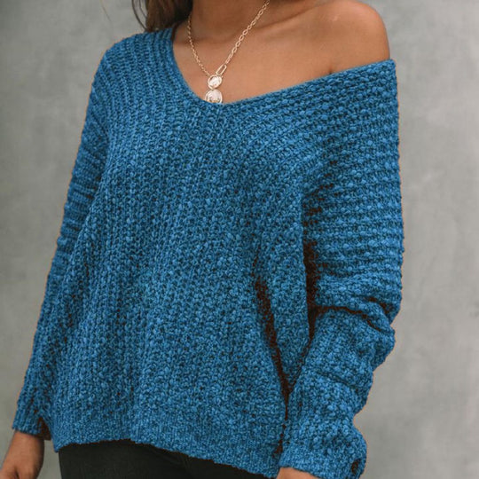 Damen Lockerer Bouclé‑Strickpullover mit überschnittener Schulter EB