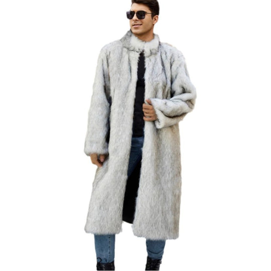 Herren Luxuriöser Kunstpelz-Mantel mit voluminösen Ärmeln EB