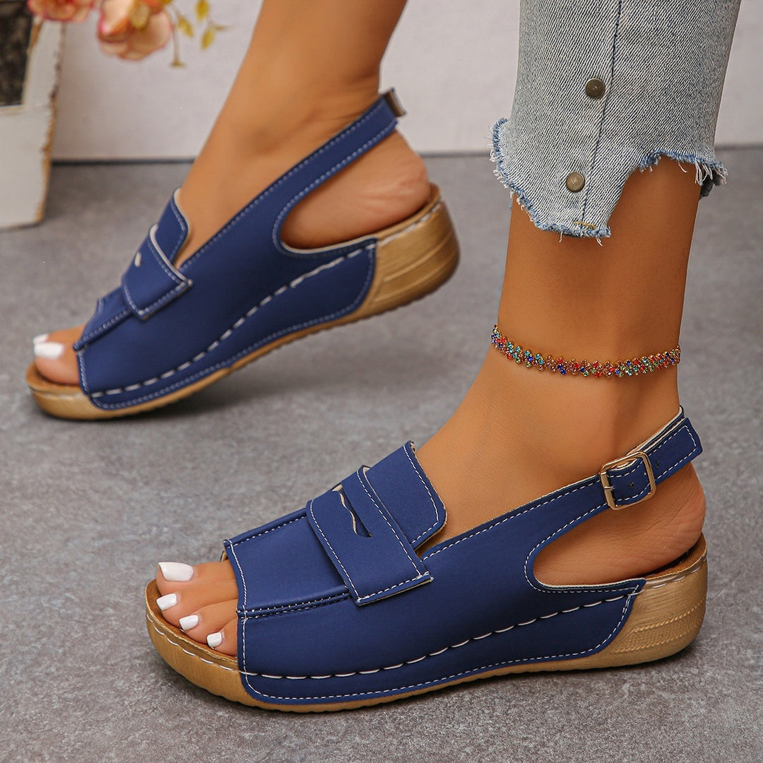 Damen modische Wedge-Sandalen mit verstellbarem Riemendesign EB