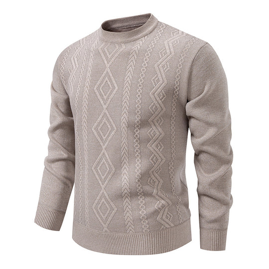 Herren nan gestrickter Rundhalspullover mit Rautenmuster und feinem Strukturstrick EB