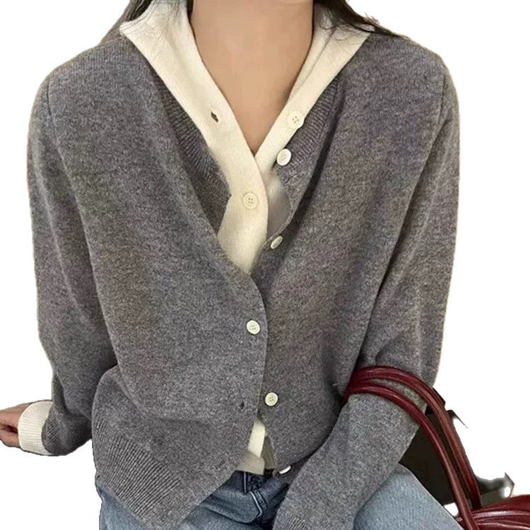 Damen Kuscheliger Cardigan mit Kapuze und Knopfdesign EB