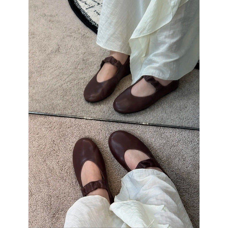 Damen Ballerinas aus softem Leder mit elastischem Riemen EB