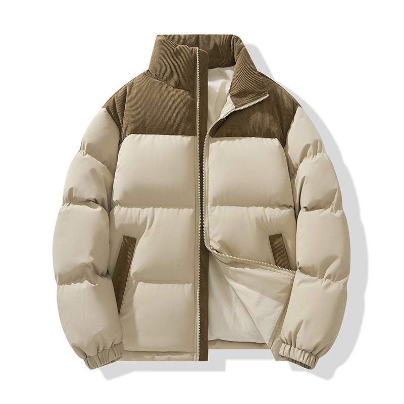 Herren wattierter Pufferblouson mit Cord-Schulterpaneel und hohem Stehkragen EB