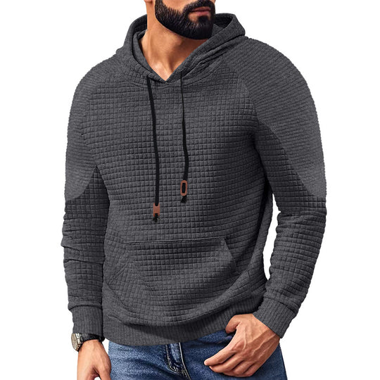 Herren nan Kapuzenpullover mit quadratischer Struktur, Raglanärmeln und Kängurutasche EB