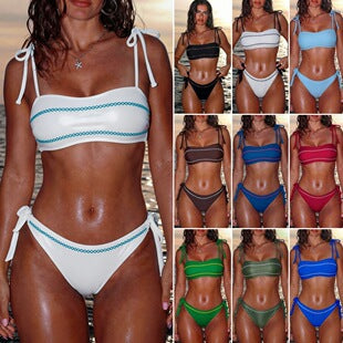 Damen Bandeau-Bikini mit eleganten Krawatten und zierlichem Design EB