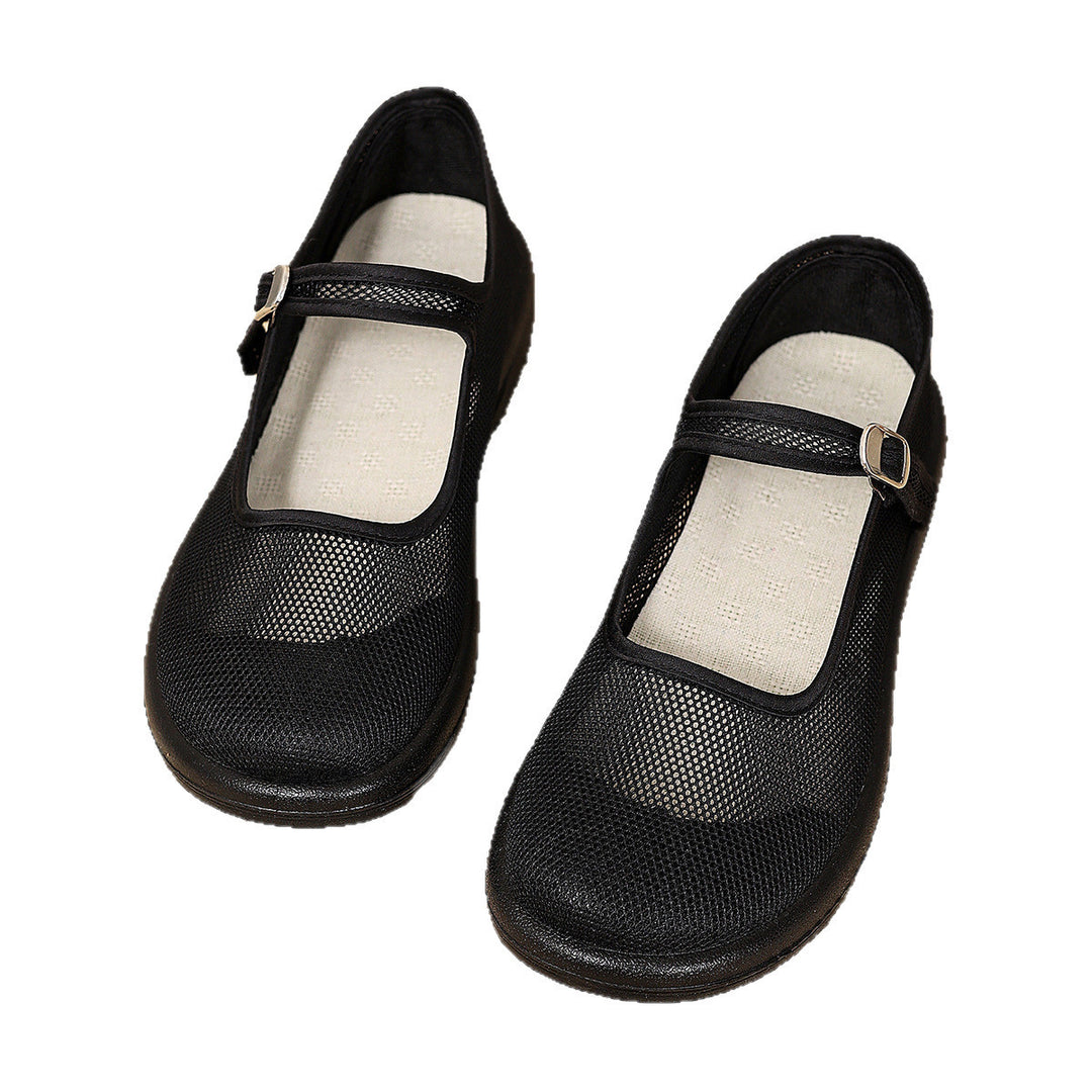 Damen Mesh-Ballerinas mit verstellbarem Riemen EB