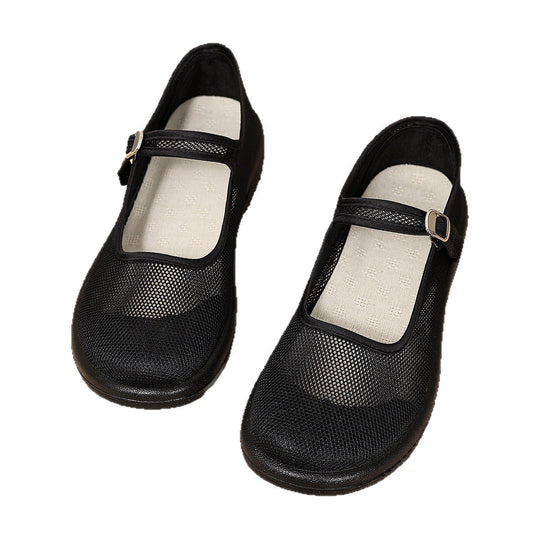 Damen Mesh-Ballerinas mit verstellbarem Riemen EB