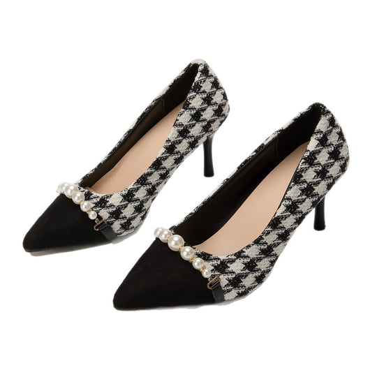 Damen Elegante High-Heel Pumps mit Perlenapplikationen EB