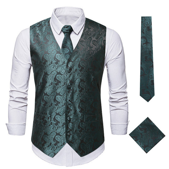 Herren elegante Weste mit feinem Paisleymuster und passendem Krawatten-Set EB