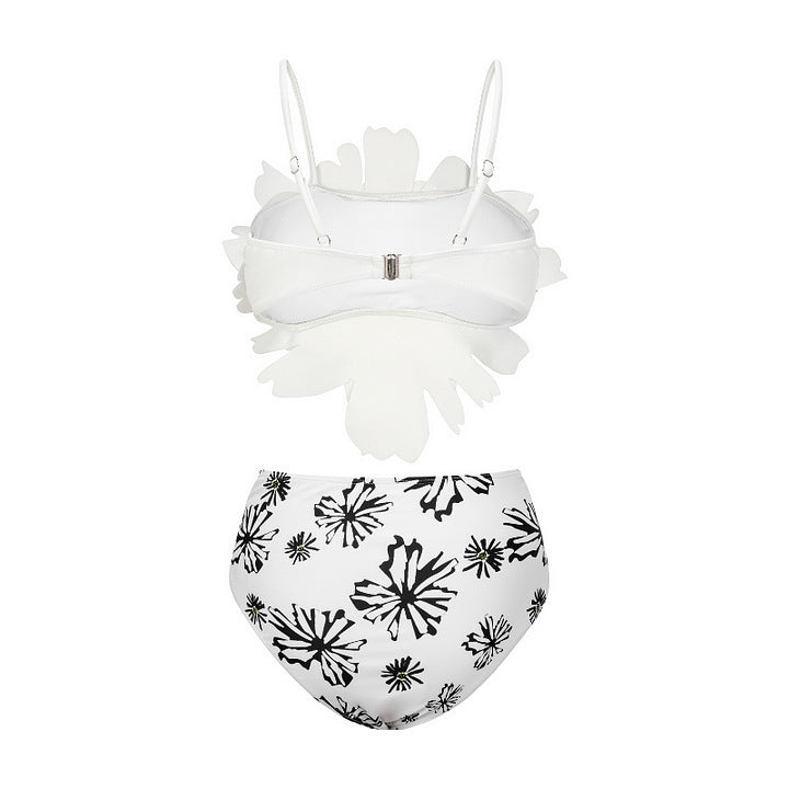Damen Bikiniset mit besonderem Blumendekor und langem Wickelrock EB