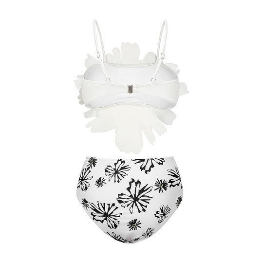 Damen Bikiniset mit besonderem Blumendekor und langem Wickelrock EB