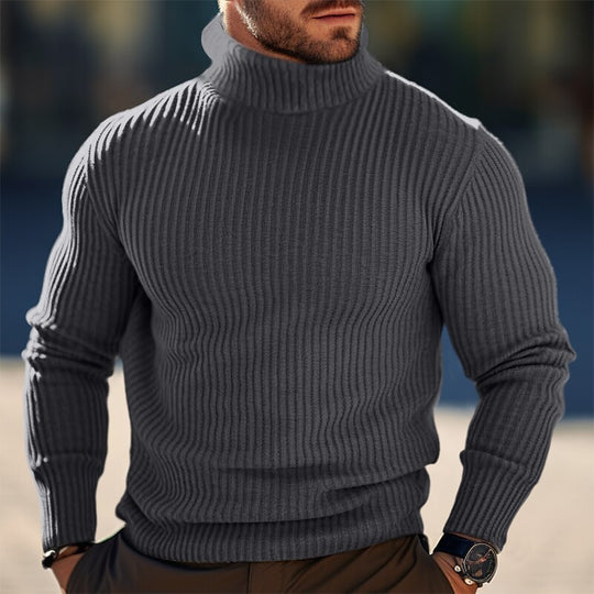 Herren Stehkragen Pullover aus strukturiertem Strick EB