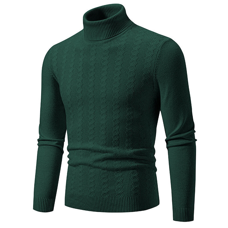 Herren Rollkragenpullover mit strukturiertem Zopfdesign EB