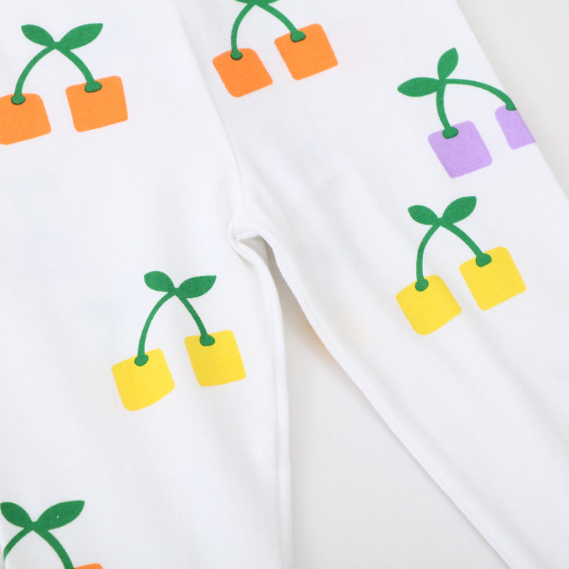 Mädchen Leggings mit fröhlichem Blüten- und Pflanzenmuster EB