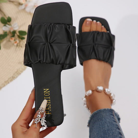 Damen Trendige Slipper mit geriffeltem Vorderteil und komfortabler Sohle EB