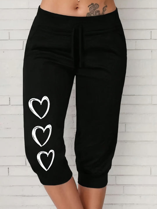 Damen Freizeithose mit lässigem Schnitt und verspieltem Herzmotiv EB
