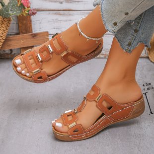 Damen modische Plateausandalen mit dekorativen Glitzerelementen EB