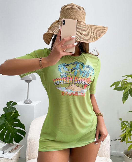 Damen Strandoberteil mit lebhaftem Sommermotiv EB