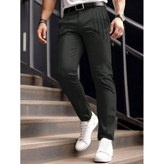 Herren stylische Slim-Fit Anzughose mit plissiertem Design EB