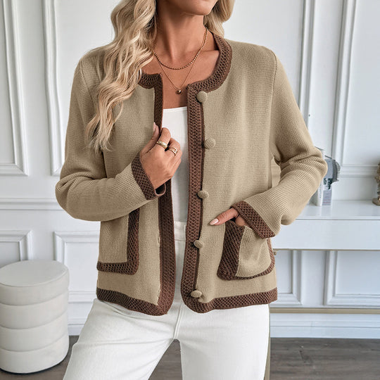 Damen Strickjacke mit dekorativen Knopfdetails und praktischen Taschen EB