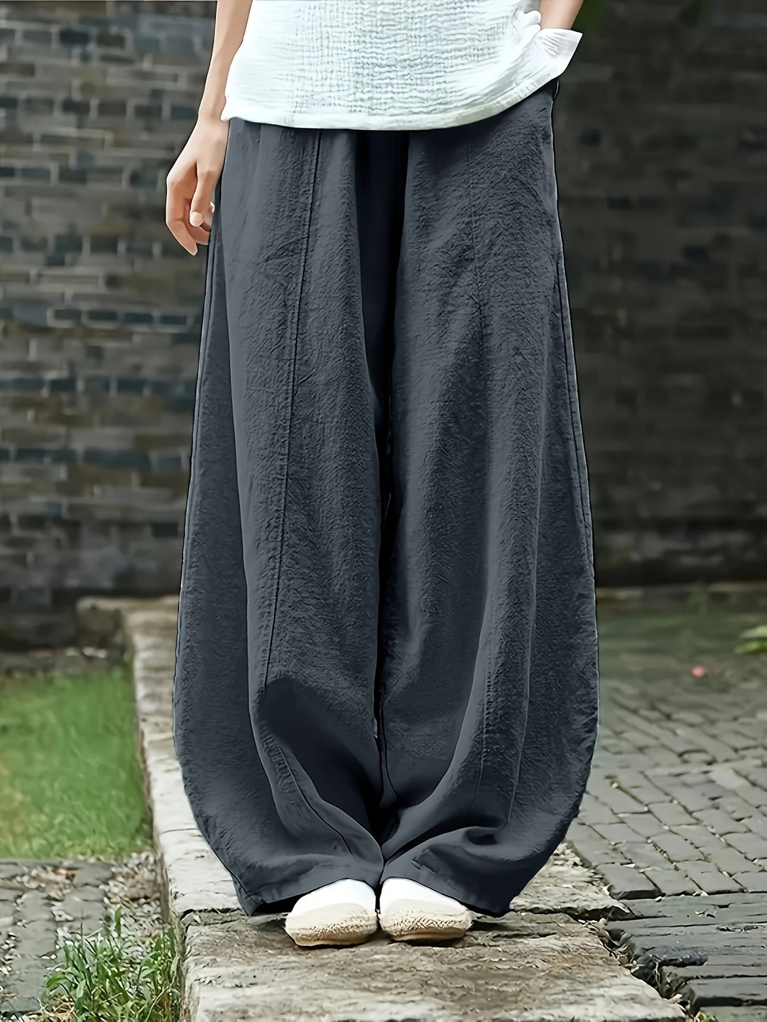 Damen Elegante Palazzo-Hose mit bequemer Passform und lockerem Schnitt EB