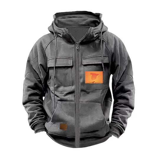 Herren multifunktionale Kapuzenjacke mit praktischen Taschen EB