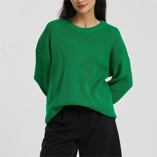 Damen Großer, weicher Strickpullover mit überschnittenen Schultern EB