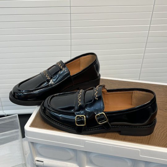 Damen Elegante Mokassins mit doppeltem Schnallenverschluss EB
