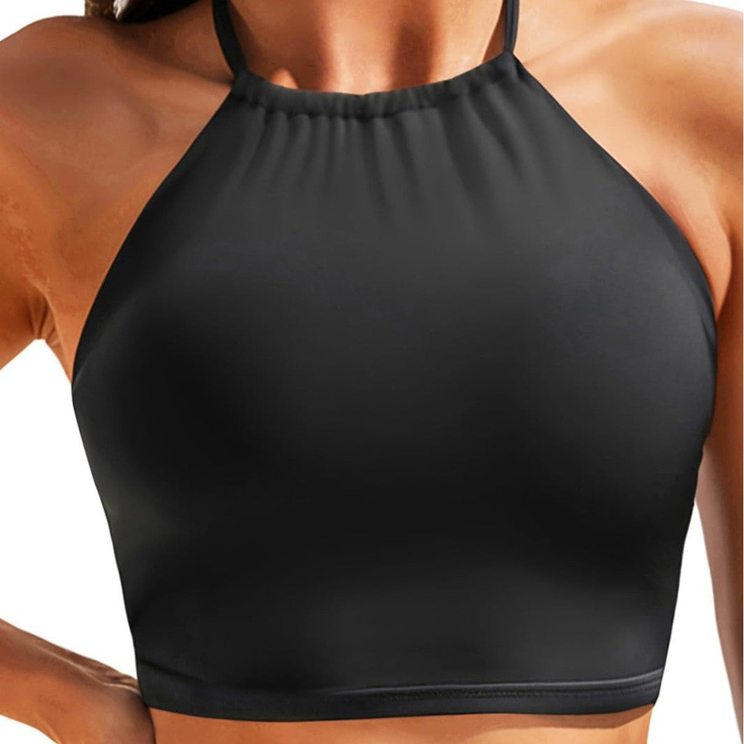 Damen Sportliches Bikini-Oberteil mit Halterneck-Design EB