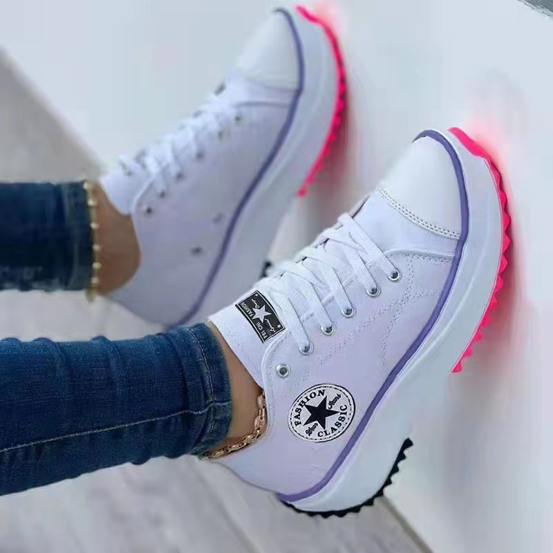 Damen  retro-inspirierte Canvas-Plateau-Sneaker mit verstärkter Zehenkappe und griffiger Profilsohle EB