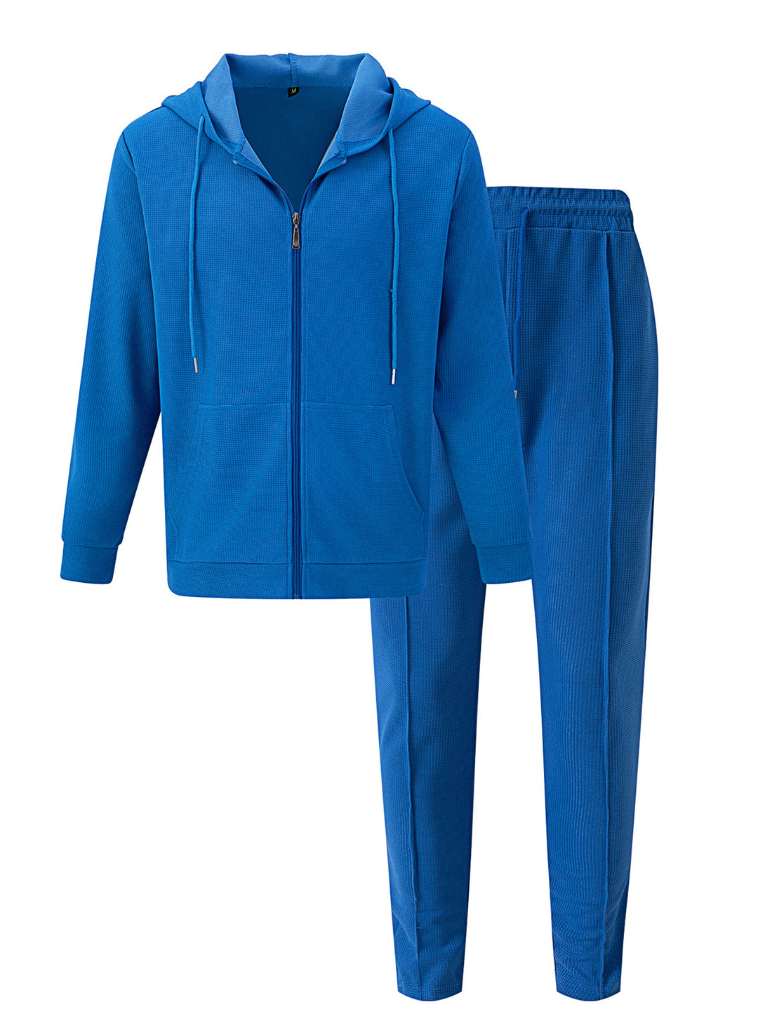 Herren nan Waffelstruktur-Jogginganzug mit Kapuzen-Zipjacke und konisch geschnittener Jogginghose EB