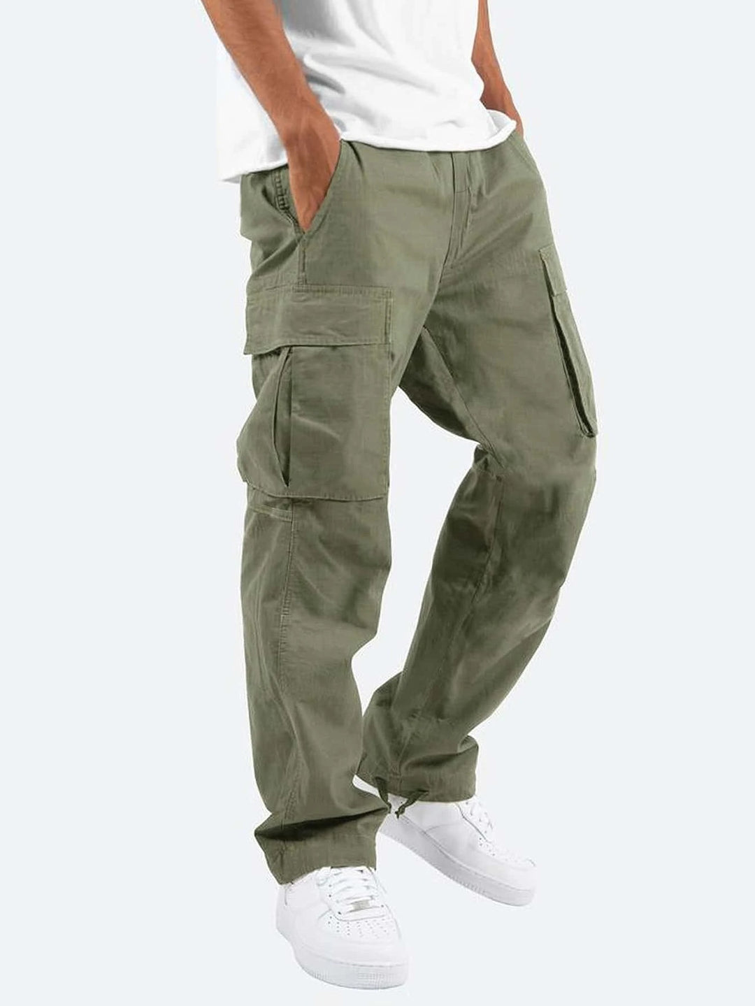 Herren nan lockere Cargo-Hose mit großzügigen Klappentaschen, elastischem Bund und Kordelzug EB