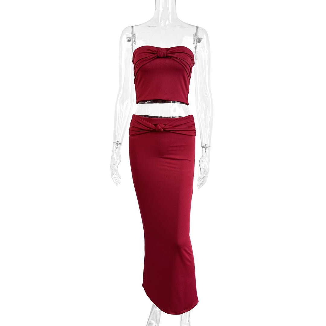 Damen Wickeloberteil mit Knotendetails und figurbetontem Design EB