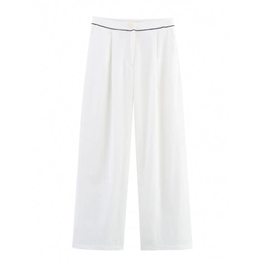 Damen weite Hochkannt-Hose mit eleganter Bundverzierung EB