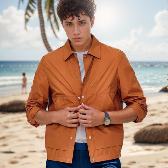 Herren multifunktionale Sommerjacke mit Druckknopfverschluss und atmungsaktiven Einsätzen EB