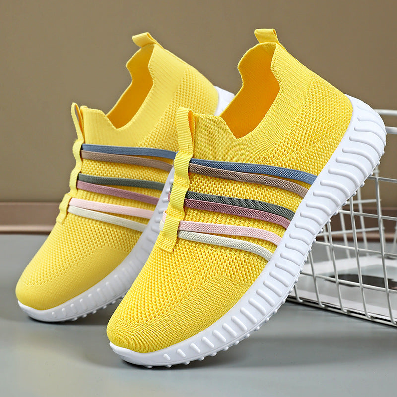Damen Atmungsaktive und flexible Slip-On Sneakers mit elastischem Band EB