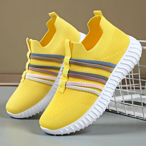 Damen Leichte und atmungsaktive Slip-On Sneakers mit elastischem Einsatz EB